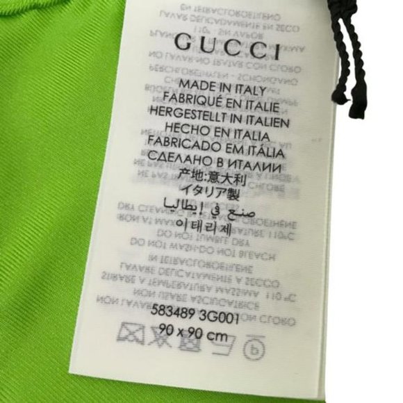 Gucci Women’s Prominent Logo Leopard Print Silk Luxury Scarf Green Multi DM1 - Picture 7 of 7